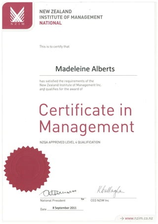 Certificate in Management