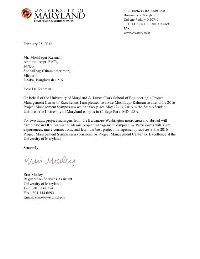 Pmsym 16 Letter Of Invitation M Rahman