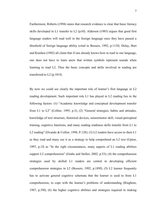 The role of L1 on second language acquisition | PDF