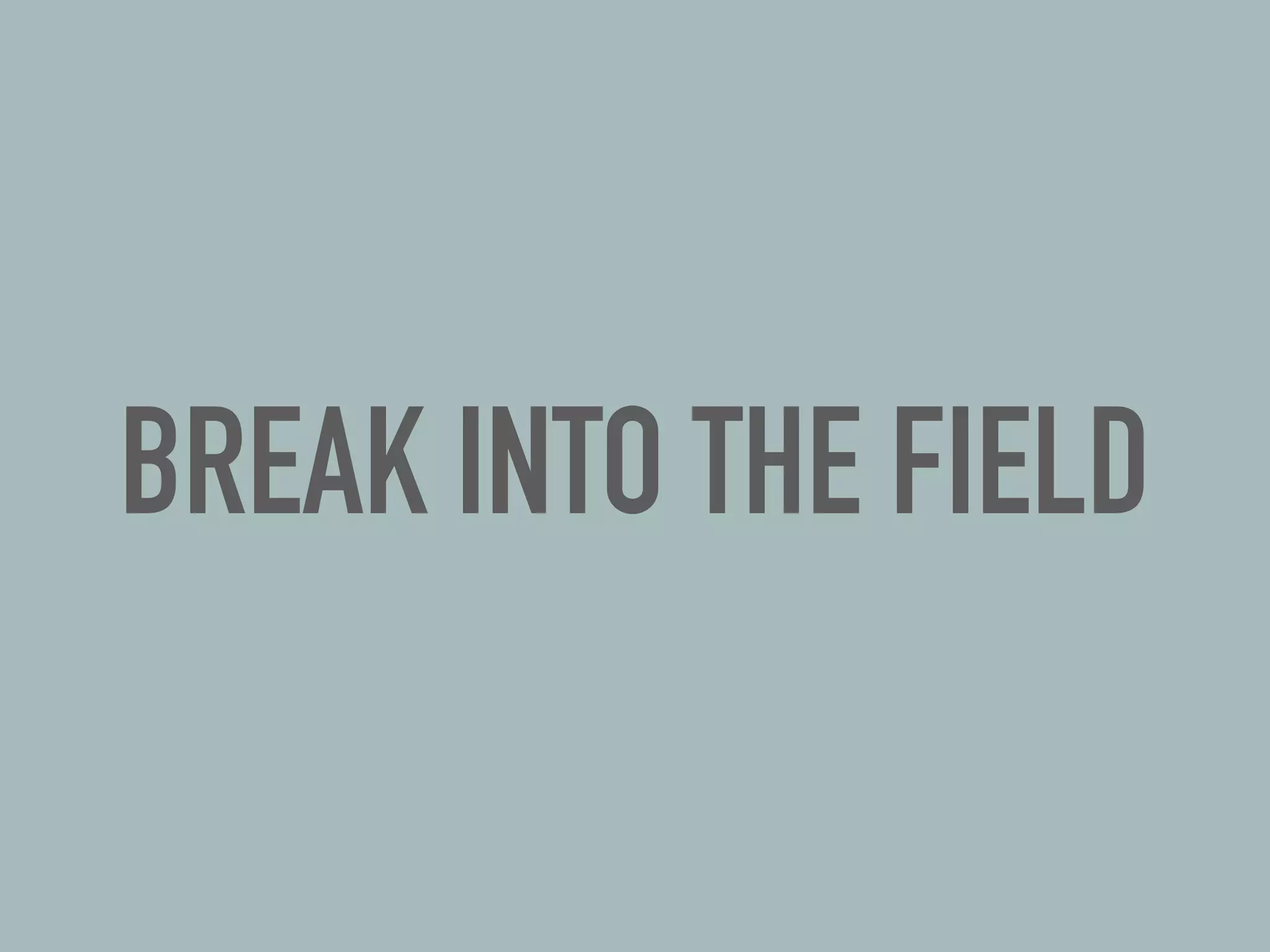BREAK INTO THE FIELD
 