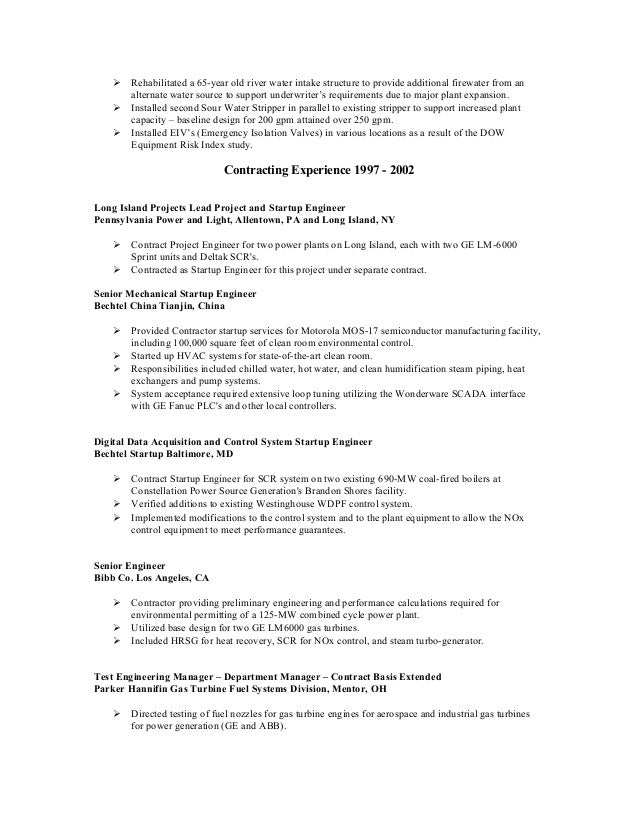 power plant mechanical engineer resumes