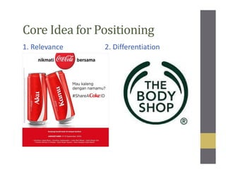 Core Idea for Positioning
1. Relevance 2. Differentiation
 