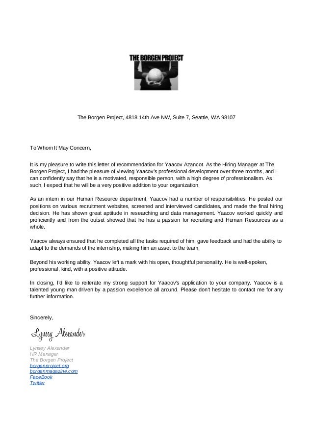 recommendation letter the borgen project human resources letter of recommendation