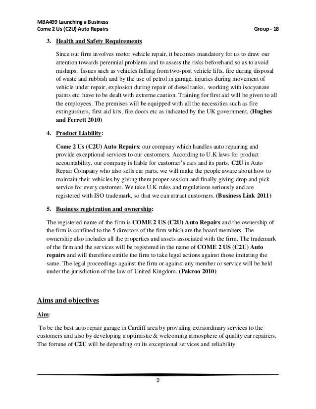 service garage business plan