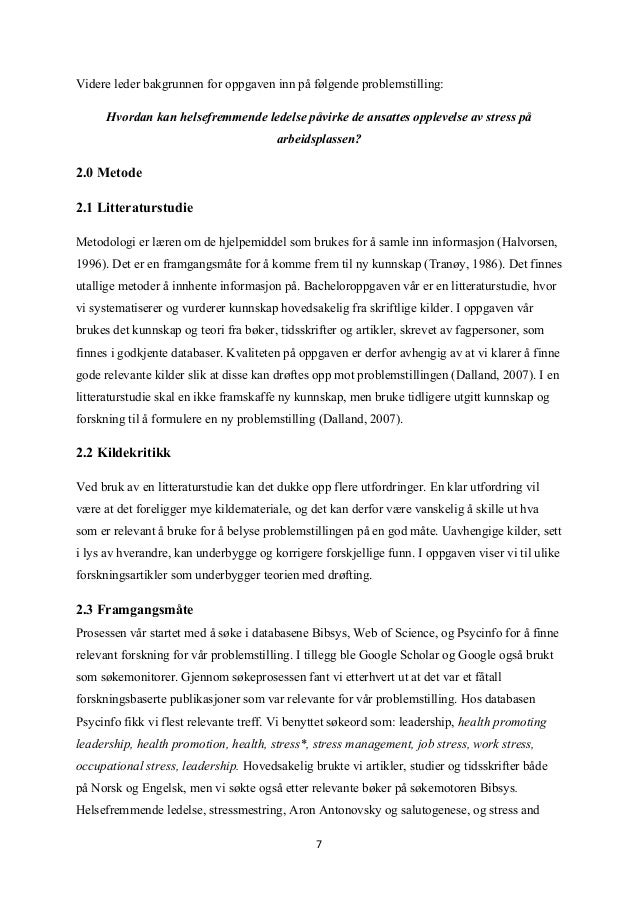 Litteraturstudie bacheloroppgave sosialt arbeid Litteraturstudie bacheloroppgave sosialt arbeid