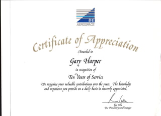 BE Certificate of Appreciation