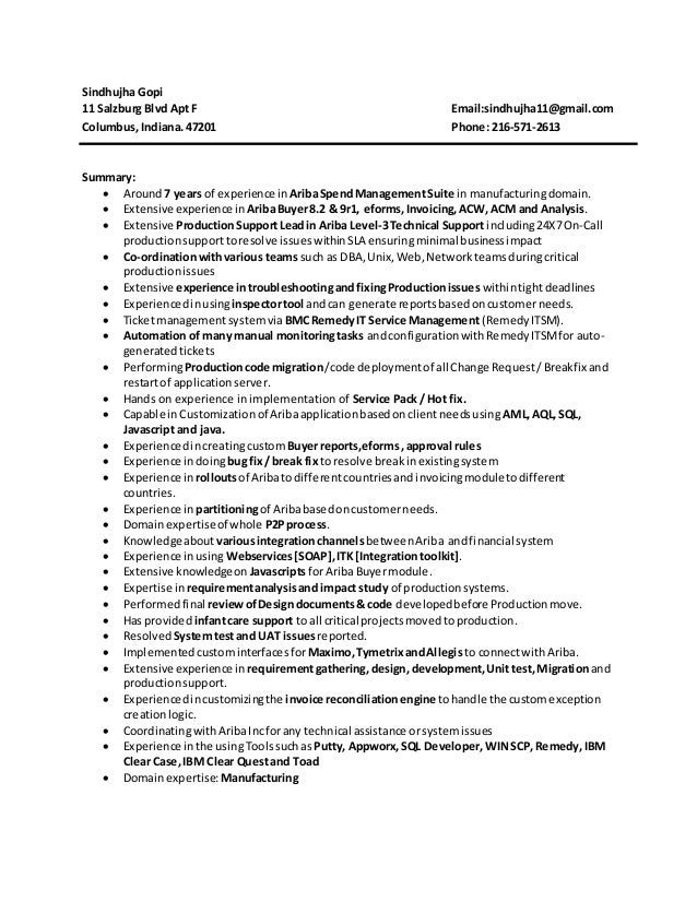 Ariba buyer resume