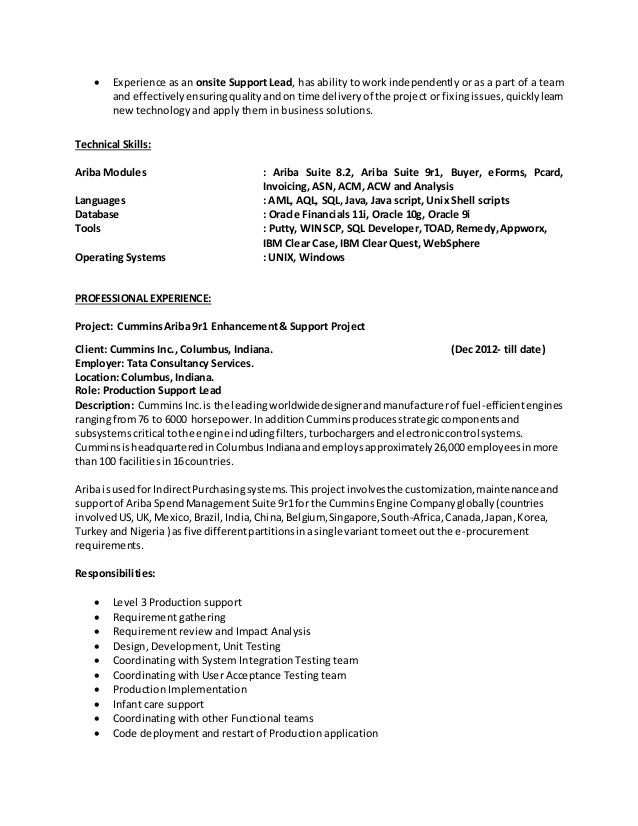 Ariba buyer resume