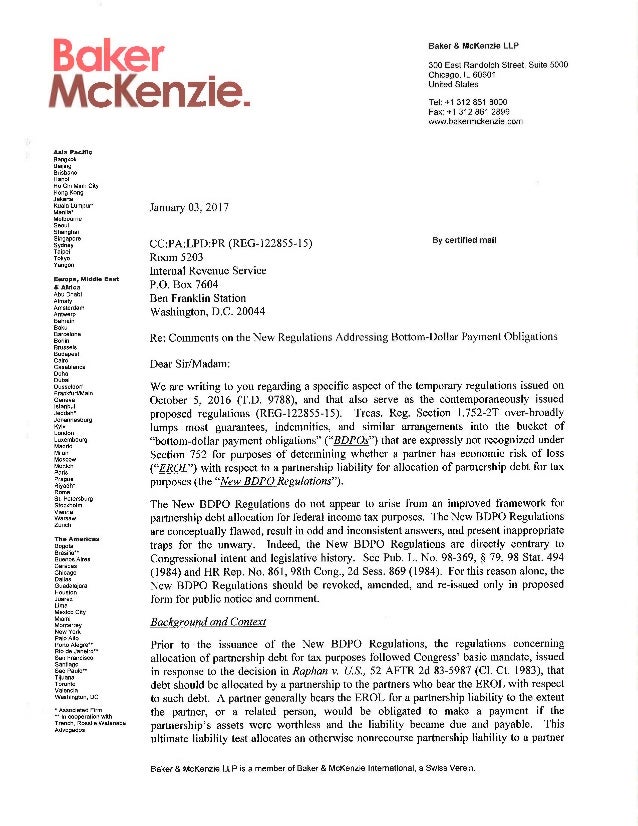 Comment Letter on New Regulations Addressing BDPOs Letter dated Ja…