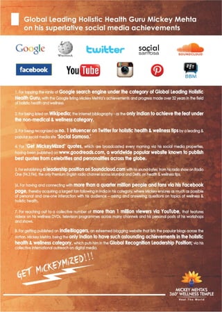 Mickey Mehta's Profile