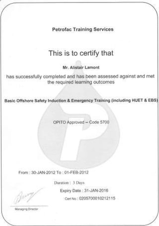 Ali Lamont 2.8MB CV&Certs 2015