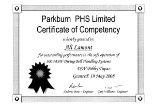 Ali Lamont 2.8MB CV&Certs 2015