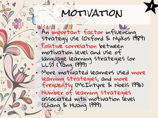 5 factors affecting language learning strategies use (slides) | PDF