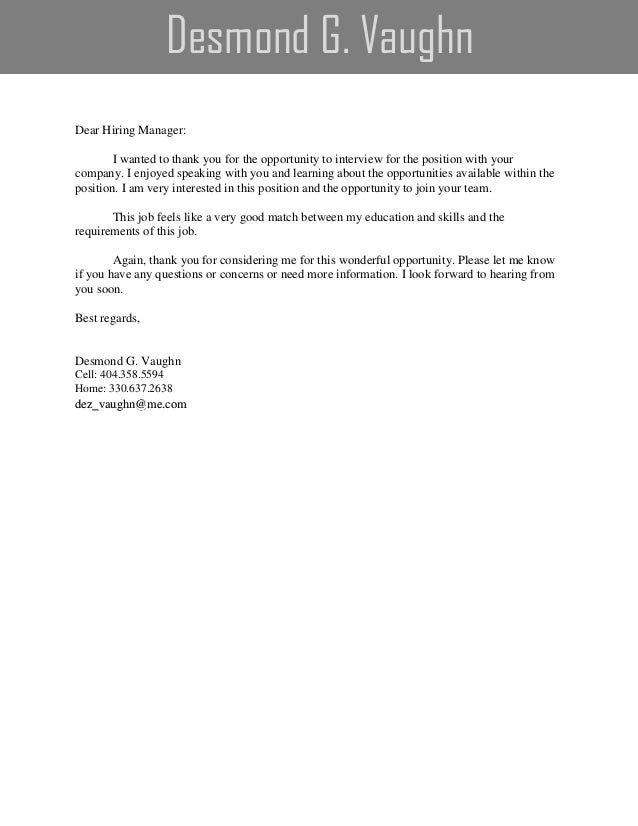 thank you letter for resumes