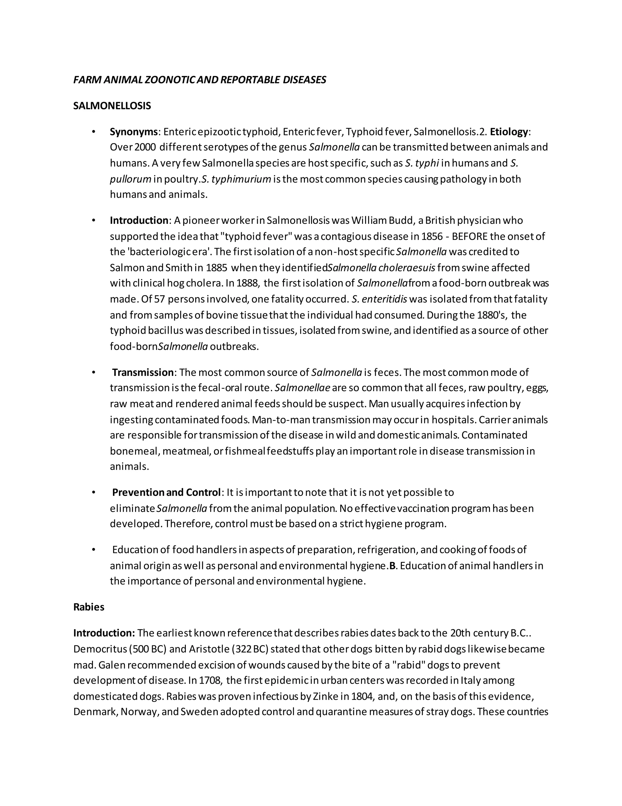 5 farm animal zoonotic and reportable diseases and common animal