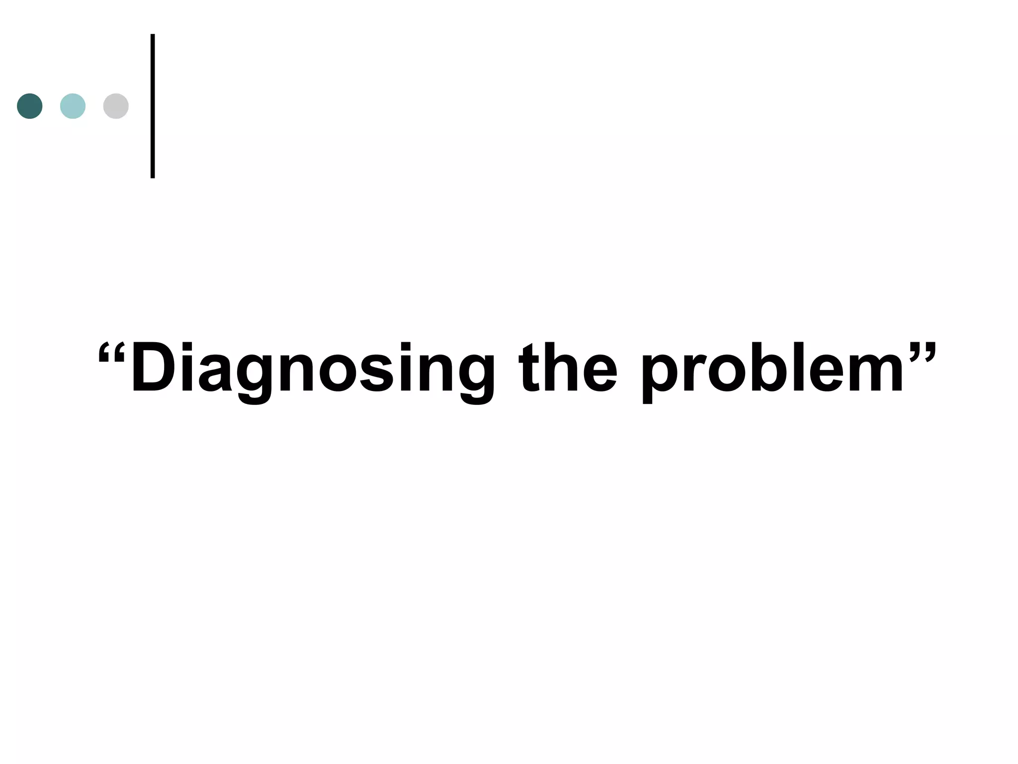 “Diagnosing the problem”
 