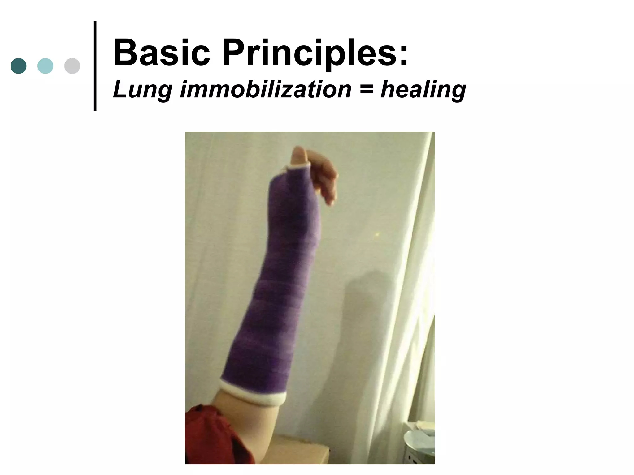 Basic Principles:
Lung immobilization = healing
 