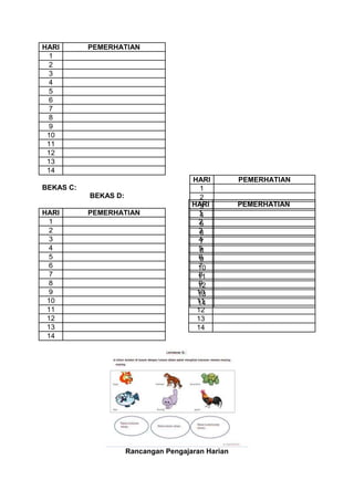 HARI PEMERHATIAN
1
2
3
4
5
6
7
8
9
10
11
12
13
14
BEKAS C:
BEKAS D:
HARI PEMERHATIAN
1
2
3
4
5
6
7
8
9
10
11
12
13
14
Rancangan Pengajaran Harian
HARI PEMERHATIAN
1
2
3
4
5
6
7
8
9
10
11
12
13
14
HARI PEMERHATIAN
1
2
3
4
5
6
7
8
9
10
11
12
13
14
 