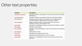 Other text properties

 