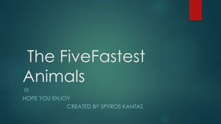 The FiveFastest 
Animals 
!!! 
HOPE YOU ENJOY 
CREATED BY SPYROS KANTAS 
 