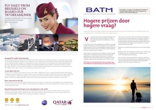 xxxxxxxxxxx
6 7business travel2  issue 147 August-September 2014  business travel2
Hogere prijzen door
hogere vraag?
September 2014 en de tijdsgeest lijken te bevestigen waar we vorig jaar rond deze tijd voor vreesden: minder con-
currentie en meer vraag leiden stilaan naar hogere prijzen.
Voeg daar nog de diverse veiligheidsdreigingen bij en
je komt uit op een zeer tegenstrijdige mix. BATM
(www.batm.be) probeert zijn leden meer inzicht te
verschaffen.
Na de verdwijning van twee vliegtuigen van dezelfde maatschappij
waarbij één verdwijning tot heden onopgelost is en de andere het
duidelijk gevolg is van een zeer gewelddadige aanslag, gevolgd door
allerlei alarmerende berichten over veiligheid, staat het veiligheids-
debat weer hoog op iedereen’s agenda.
Hoewel vliegen nog steeds één van de veiligste transportmogelijk-
heden blijft, is de onzekerheid toegenomen door de oplaaiende
geweldhaarden in allerlei landen (Oekraïne, Syrië...). Wat wij
ontdekten is dat weinig mensen weten hoe beslissingen omtrent
veiligheid worden genomen. Wie beslist of iets “veilig” is of niet?
Ondertussen is er een reële kans dat er door een hogere vraag
naar vliegtickets ook hogere prijzen gaan ontstaan op de markt.
Het is nog niet zo zwart/wit, maar wij vrezen toch het ergste voor
volgend jaar. Door het samengaan van US Airways en American in
de USA ontstaat er minder concurrentie, wat leidt tot duidelijk
minder aanbod en bijgevolg hogere prijzen. Dat geeft dan ook weer
zin aan de hoteliers om hogere prijzen te bedingen, en zo rolt de
sneeuwbal steeds maar verder.
Bedrijven zijn nochtans allemaal bewuster met hun prijzenpolitiek
bezig.
Bedrijven kunnen zich hiertegen best wapenen door hun data goed
te begrijpen en ervoor te zorgen dat zij hun uitgaven kunnen
sturen; makkelijker gezegd dan gedaan.
Dus zoals elk jaar rond deze tijd beseffen wij dat het volgend jaar,
2015 in casu, zich niet aankondigt als een makkelijk jaar. Maar is dat
niet de eeuwige cirkel? Elk jaar wordt de wereld ingewikkelder -
waarom zou het anders gaan met zakenreizen?
 gb
Geert Behets, voorzitter van de Belgian Association of
Travel Managers (BATM), geeft zijn mening over de
evoluties in het zakenreissegment.
V
©Shutterstock
 