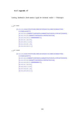 101
11.1.7. Appendix A7
Limiting distribution (both matrices equal) for stochastic model 1 – Chickenpox
>
>
 