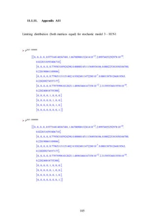 105
11.1.11. Appendix A11
Limiting distribution (both matrices equal) for stochastic model 3 – H1N1
>
>
 