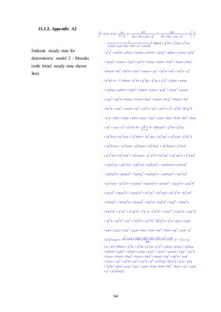 94
11.1.2. Appendix A2
Endemic steady state for
deterministic model 2 – Measles
(with trivial steady state shown
first)
 