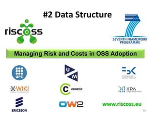 19
www.riscoss.eu
Managing Risk and Costs in OSS Adoption
#2 Data Structure
 