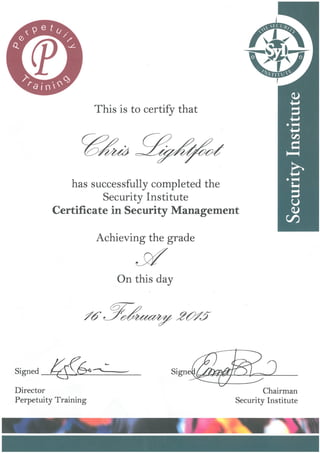 SyI Level 3 Certificate