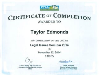 Legal Seminar Nov. 2014 - Will Brownlee