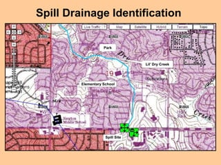 Spill Drainage Identification
Elementary School
Park
Lil’ Dry Creek
Spill Site
 
