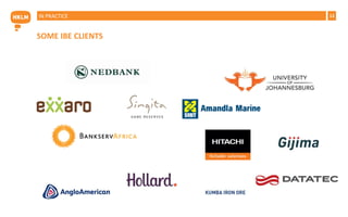 13
SOME IBE CLIENTS
IN PRACTICE
 