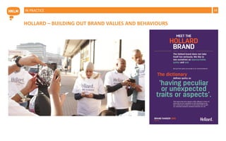 15
HOLLARD – BUILDING OUT BRAND VALUES AND BEHAVIOURS
IN PRACTICE
 