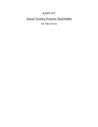 KNPE 457
Annual Training Program: Bodybuilder
By: Mitch Howie
 