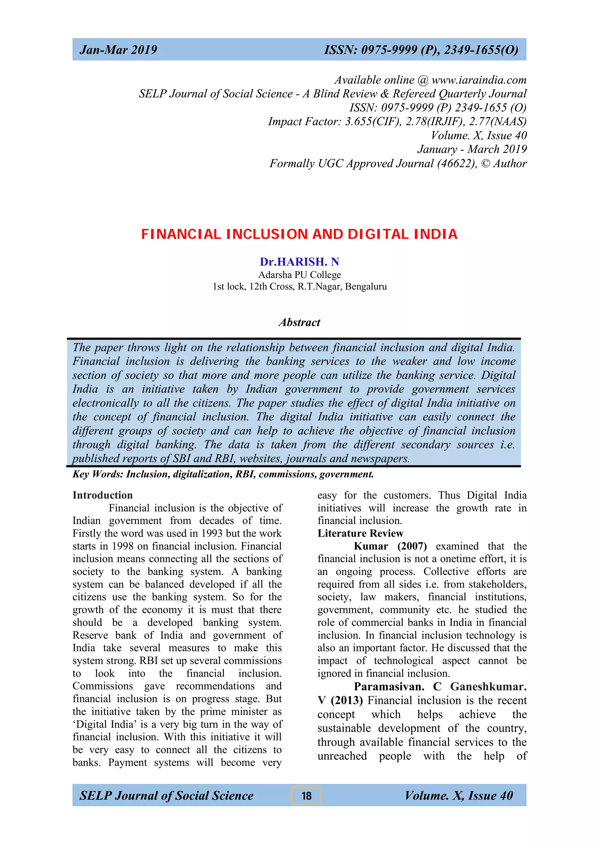 5 financial inclusion and digital india | PDF