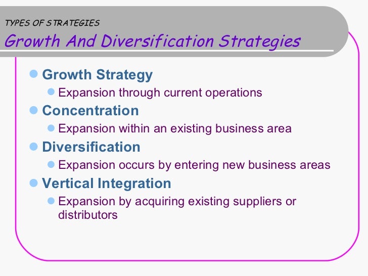 Growth strategy concentration and diversification