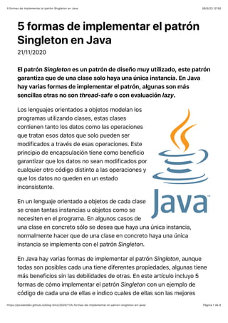 5 formas de implementar el patrón Singleton en Java.pdf