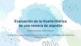 Evaluación de la Huella Hídrica
de una remera de algodón
Camila Antonella Varela Zamora
“Huella Hídrica: una mirada integral al uso del agua” - Tecnológico de Monterrey
Plataforma edx
 