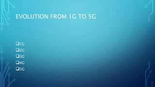 EVOLUTION FROM 1G TO 5G
1G
2G
3G
4G
5G
 