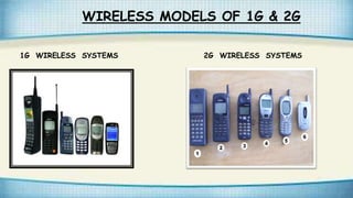 WIRELESS MODELS OF 1G & 2G
1G WIRELESS SYSTEMS 2G WIRELESS SYSTEMS
 