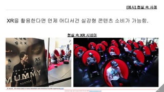 - researched, written, and Created by DONG HYUNG SHIN(donghyung.shin@gmail.com) - 41
XR을 활용한다면 언제 어디서건 실감형 콘텐츠 소비가 가능함.
현실 속 XR 시네마
[예시] 현실 속 사례
※ Source : VR inches closer to movie mainstream with immersive First Man experience(LINK)
 
