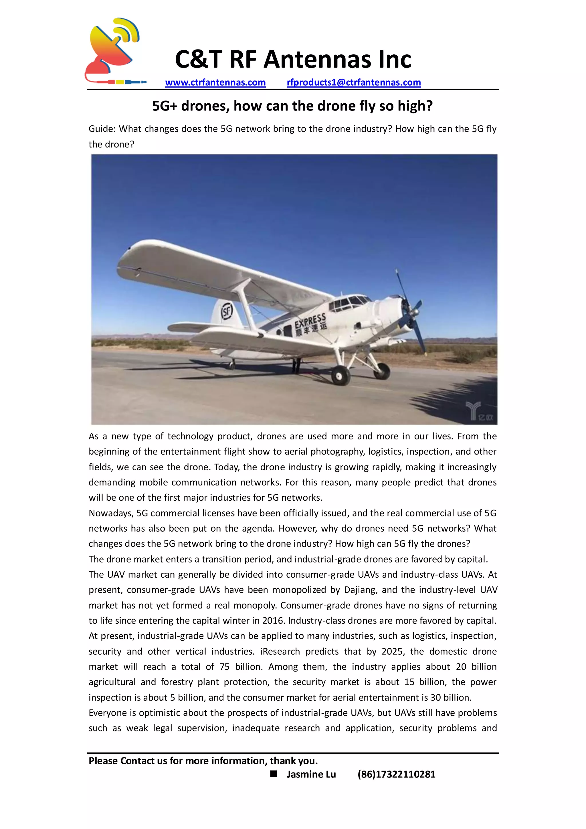 5G + drones how can the drone fly so high -- C&T RF Antennas Inc | PDF