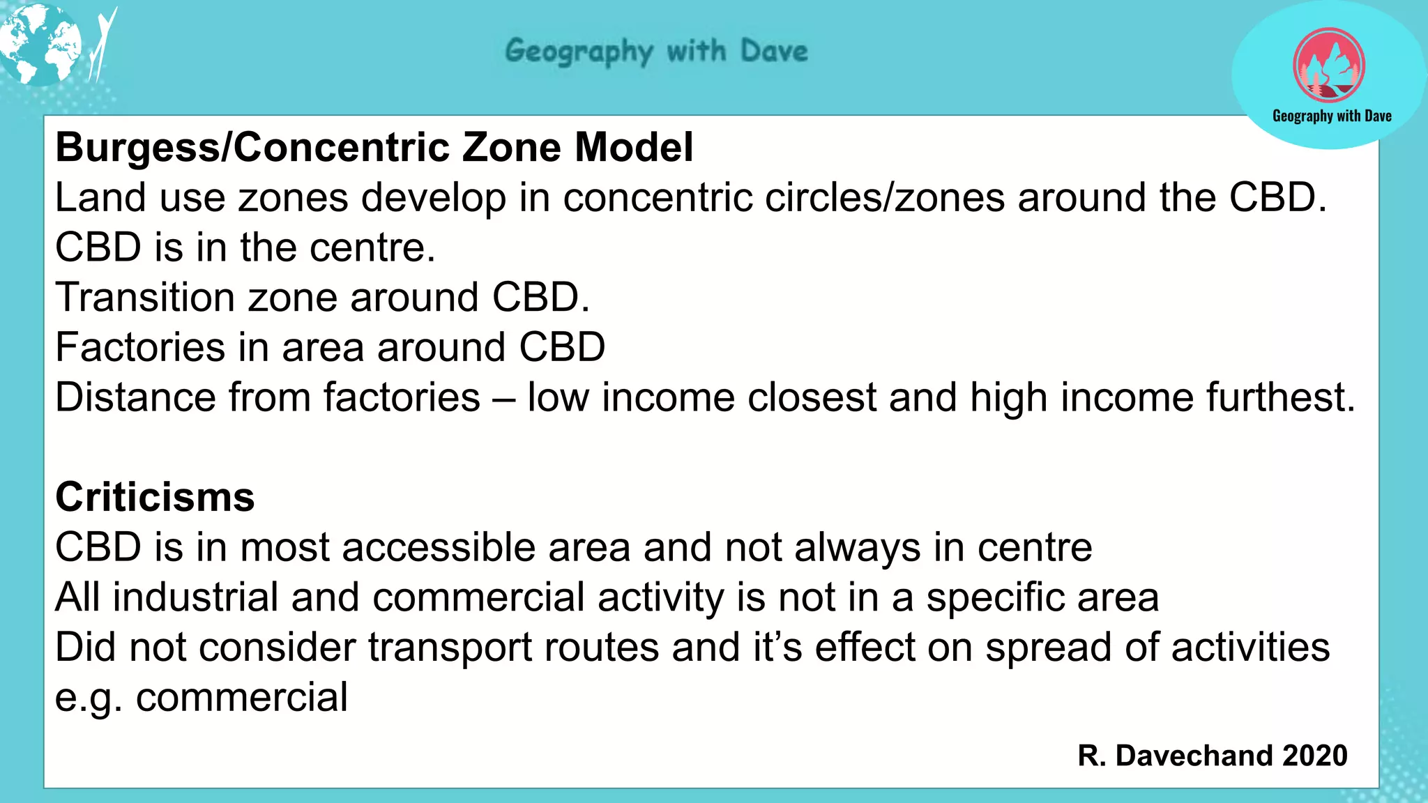 5 Geography Grade 12 Urban structure and patterns - Models of Urban ...