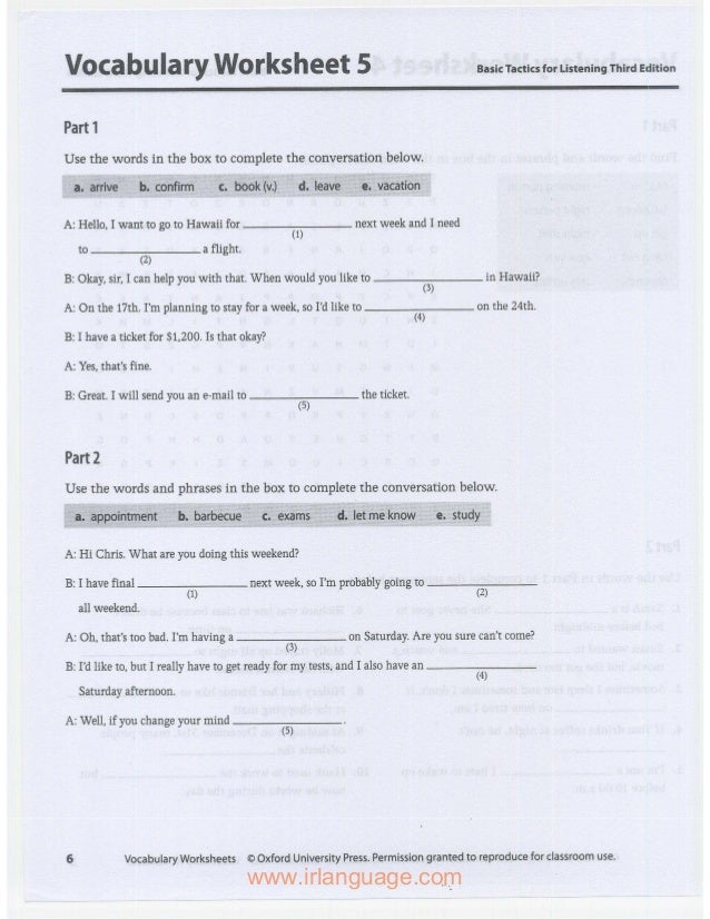 Tactics For Listening 3rd Basic Book Worksheets Vs Audio Scripts Boo