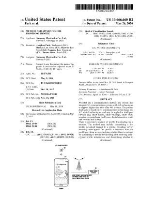 5G Patent Granted to SamSung titled Method and apparatus for providing profile #Iotpatent #US10666660
