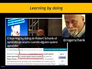 Learning by doing
Fuente: http://blogthinkbig.com/learning-by-doing/
@rogerschank
 