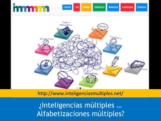¿Inteligencias múltiples …
Alfabetizaciones múltiples?
http://www.inteligenciasmultiples.net/
 