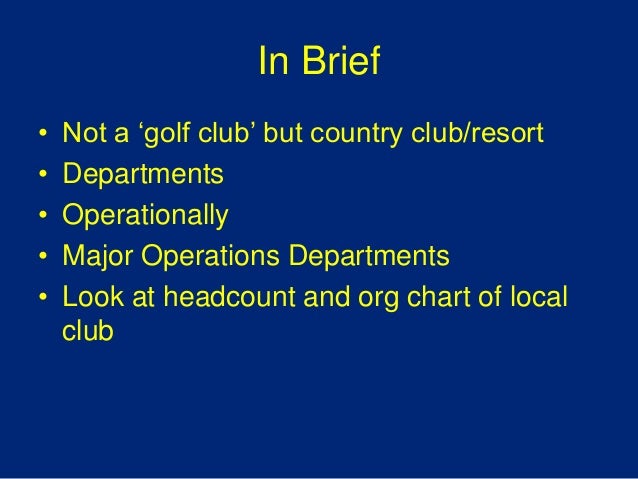 Country Club Organizational Chart