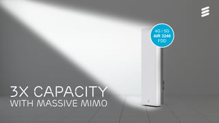 5G Platform update | © Ericsson AB 2017 | 2017-08-29
4G / 5G
AIR 3246
FDD
3x capacity
with Massive MIMO
 